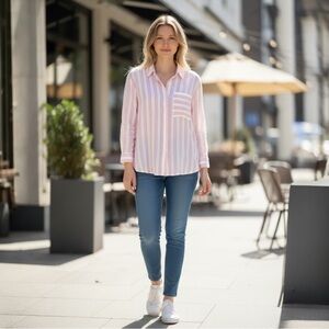 H&M Striped Button Down Shirt - Beige